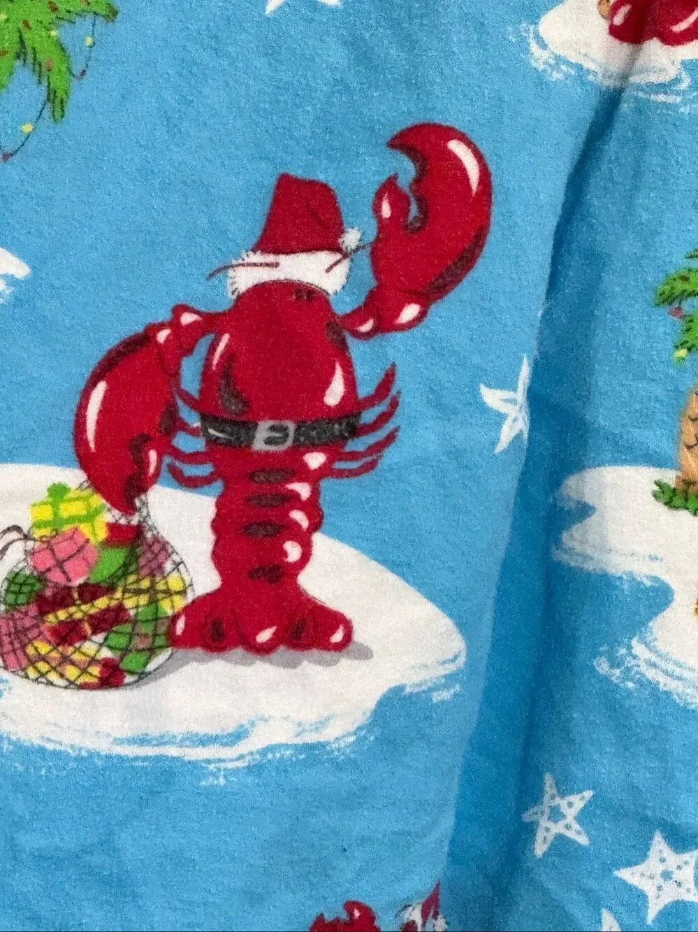 NICK & NORA Holiday Santa Lobster Claws Flannel Pajama Set XL Christmas
